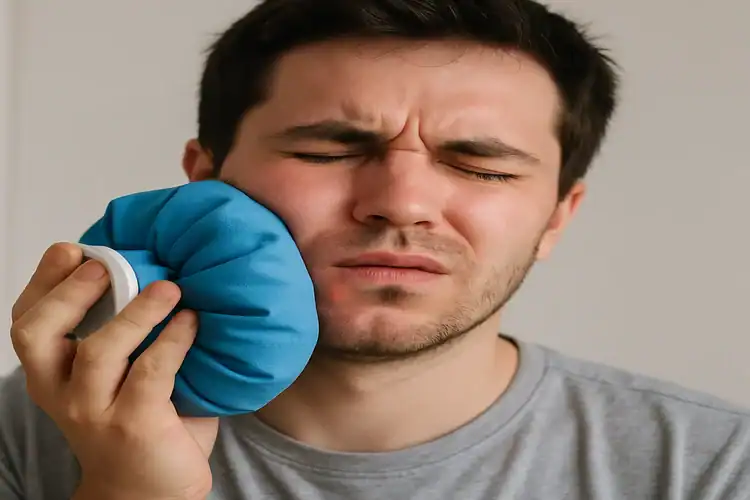 A man suffering from Swelling After Wisdom Tooth Extraction