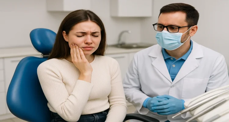 a picture of a dentist and patient showing Tooth Pain After Filling