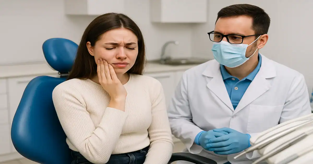 a picture of a dentist and patient showing Tooth Pain After Filling