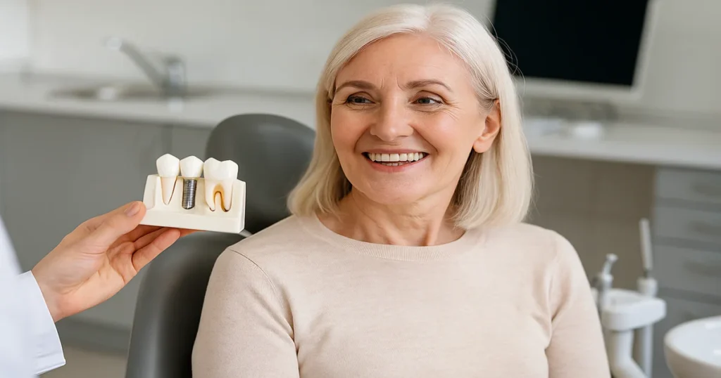 A picture of a lady questioning her Dental Implants Eligibility