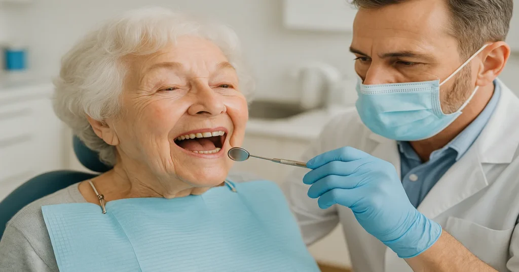 A picture of a dentist and a patient
