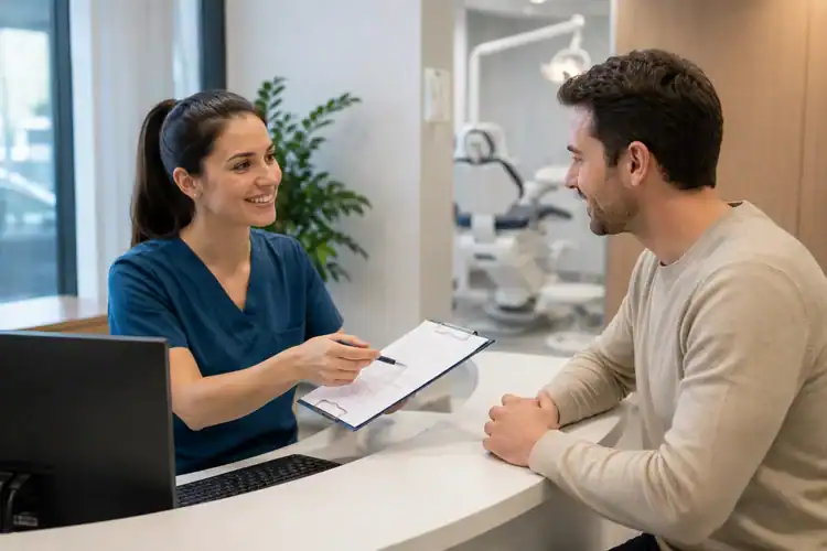 A picture of a patient asking for insurance coverage