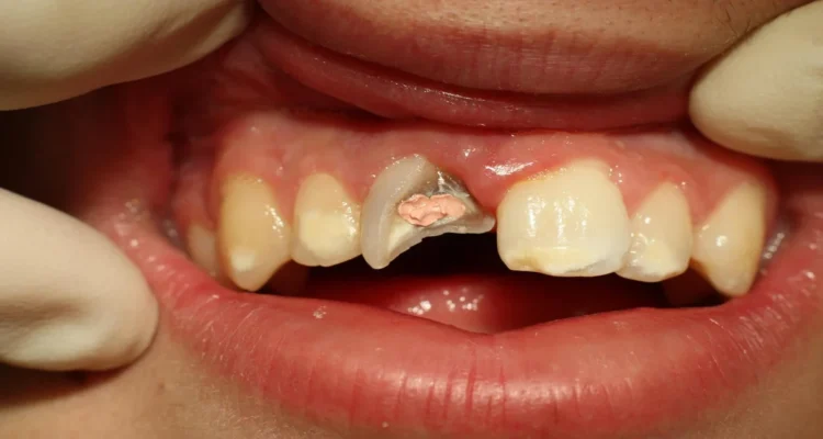A picture of a broken tooth