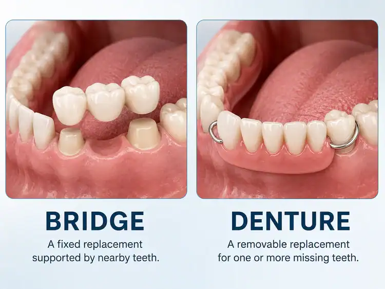 A picture of denture and bridge