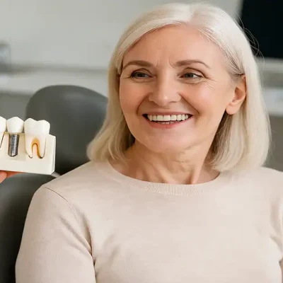 A picture of a lady questioning her Dental Implants Eligibility